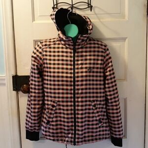 Roxy XS plaid hooded coat jacket